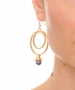 Kiraz Dark Purple Pearl Stoned Gold Plated Earring