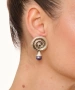 Kiraz Dark Purple Pearl Stoned Silver Plated Earring
