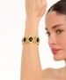 Kiraz Elastic Black Stoned Gold Plated Bracelet