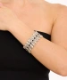 Kiraz Elastic Black Stoned Silver Plated Bracelet