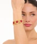 Kiraz Elastic Burgundy Stoned Gold Plated Bracelet