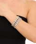Kiraz Elastic Burgundy Stoned Silver Plated Bracelet