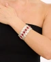 Kiraz Elastic Burgundy Stoned Silver Plated Bracelet