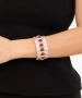 Kiraz Elastic Burgundy Stoned Silver Plated Bracelet