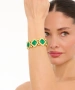 Kiraz Elastic Green Stoned Gold Plated Bracelet
