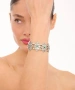 Kiraz Elastic Green Stoned Silver Plated Flower Bracelet