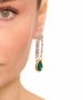 Kiraz Emerald Crystal Stoned Silver And Gold Plated Earring