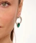 Kiraz Emerald Crystal Stoned Silver Plated Earring