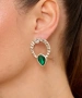 Kiraz Emerald Crystal Stoned Silver Plated Earring