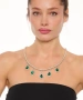 Kiraz Emerald Crystal Stoned Silver Plated Necklace