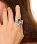Kiraz Emerald Crystal Stoned Silver Plated Ring