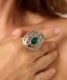 Kiraz Emerald Crystal Stoned Silver Plated Ring