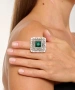 Kiraz Emerald Crystal Stoned Silver Plated Ring