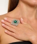 Kiraz Emerald Crystal Stoned Silver Plated Ring