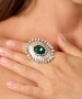 Kiraz Emerald Crystal Stoned Silver Plated Ring