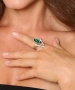 Kiraz Emerald Crystal Stoned Silver Plated Ring