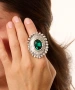 Kiraz Emerald Crystal Stoned Silver Plated Ring