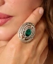 Kiraz Emerald Crystal Stoned Silver Plated Ring