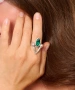 Kiraz Emerald Crystal Stoned Silver Plated Ring