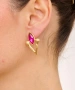 Kiraz Fuchsia Crystal Stoned Gold Plated Earring