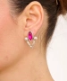 Kiraz Fuchsia Crystal Stoned Silver Plated Earring