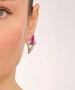 Kiraz Fuchsia Crystal Stoned Silver Plated Earring