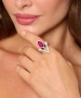 Kiraz Fuchsia Crystal Stoned Silver Plated Ring