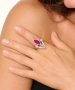 Kiraz Fuchsia Crystal Stoned Silver Plated Ring