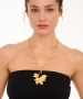 Kiraz Gold Plated Heart And Leaf Necklace