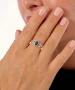 Kiraz Smoked Crystal Stoned Silver Plated Ring