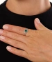 Kiraz Emerald Crystal Stoned Silver Plated Ring