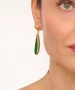 Kiraz Green Enameled Gold Plated Earring