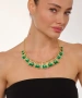 Kiraz Green Enameled Gold Plated Necklace