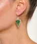 Kiraz Green Enameled Silver Plated Earring