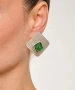 Kiraz Green Enameled Silver Plated Earring