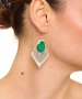 Kiraz Green Enameled Silver Plated Earring