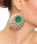 Kiraz Green Enameled Silver Plated Earring