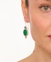 Kiraz Green Enameled Silver Plated Earring