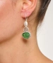 Kiraz Green Enameled Silver Plated Earring