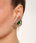 Kiraz Green Enameled Silver Plated Triangle Earring