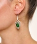 Kiraz Green Enameled Silver Plated Earring