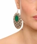 Kiraz Green Enameled Silver Plated Earring