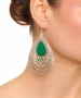 Kiraz Green Enameled Silver Plated Earring