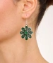 Kiraz Green Enameled Silver Plated Flower Earring