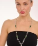 Kiraz Green Enameled Silver Plated Necklace