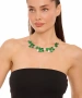 Kiraz Green Enameled Silver Plated Necklace