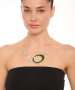Kiraz Green Enameled Silver Plated Necklace