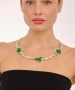 Kiraz Green Enameled Silver Plated Necklace