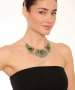 Kiraz Green Enameled Silver Plated Necklace