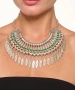 Kiraz Green Stoned Cleopatra Silver Plated Necklace